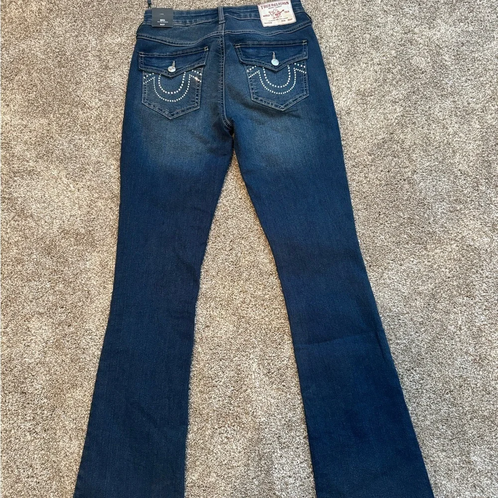 NWT True Religion Women’s Becca Mid Rise Bootcut Dark Glacial Jeans Size 27